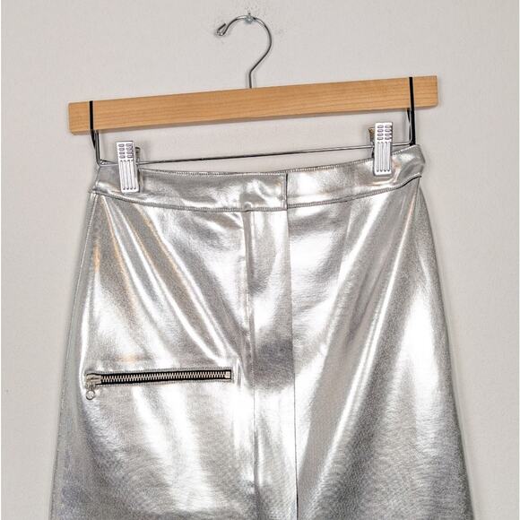 Golden Goose Metallic Silver Statement Midi Skirt Size XS - Picture 4 of 8
